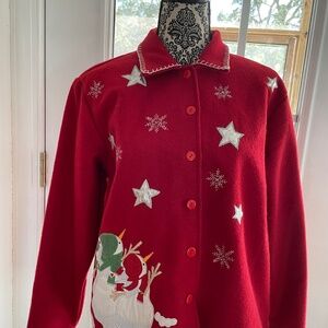 Vintage Take Two Snowman Red Wool Blend Holiday Blazer
